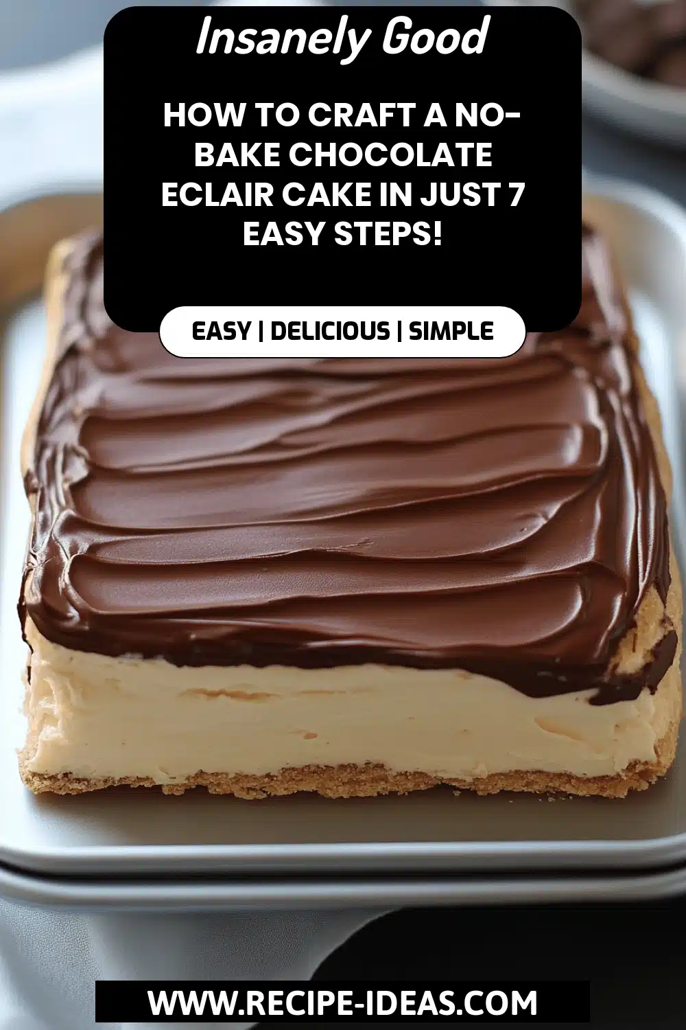 No-Bake Chocolate Eclair Cake final dish beautifully presented and ready to serve