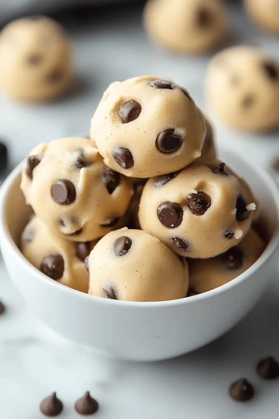 No-Bake Cookie Dough Bites slice on plate showing perfect texture and swirl pattern