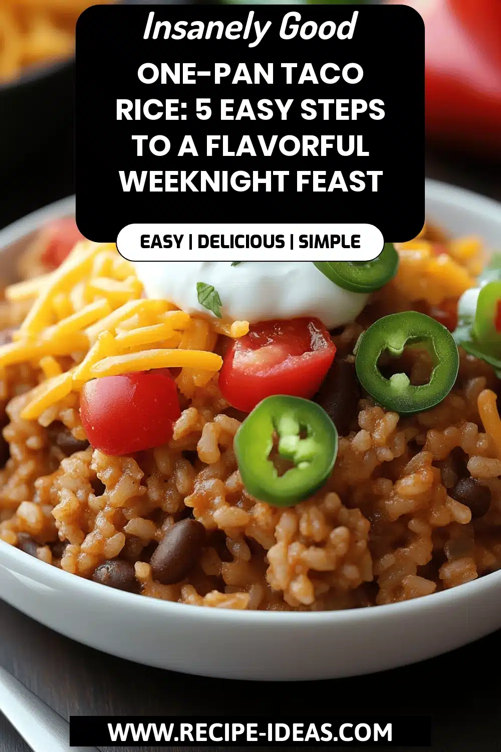 One-Pan Taco Rice final dish beautifully presented and ready to serve