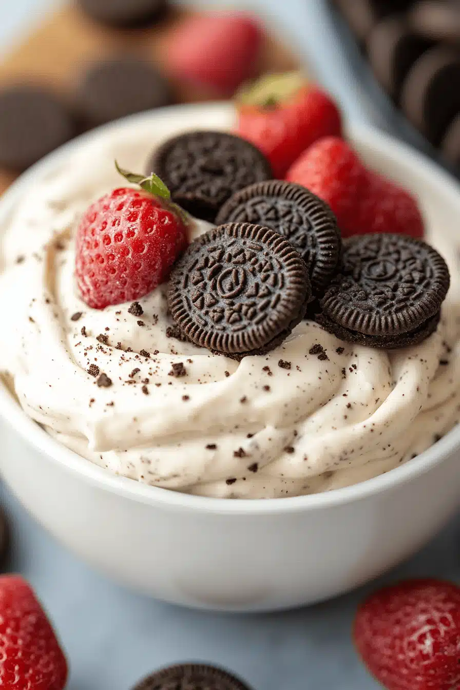 Oreo Dip Recipe slice on plate showing perfect texture and swirl pattern
