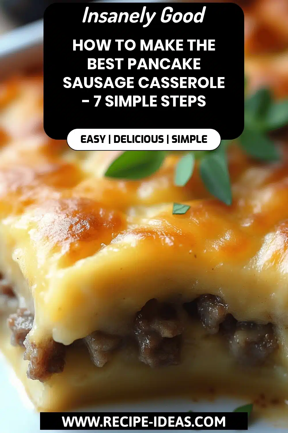 Pancake Sausage Casserole final dish beautifully presented and ready to serve