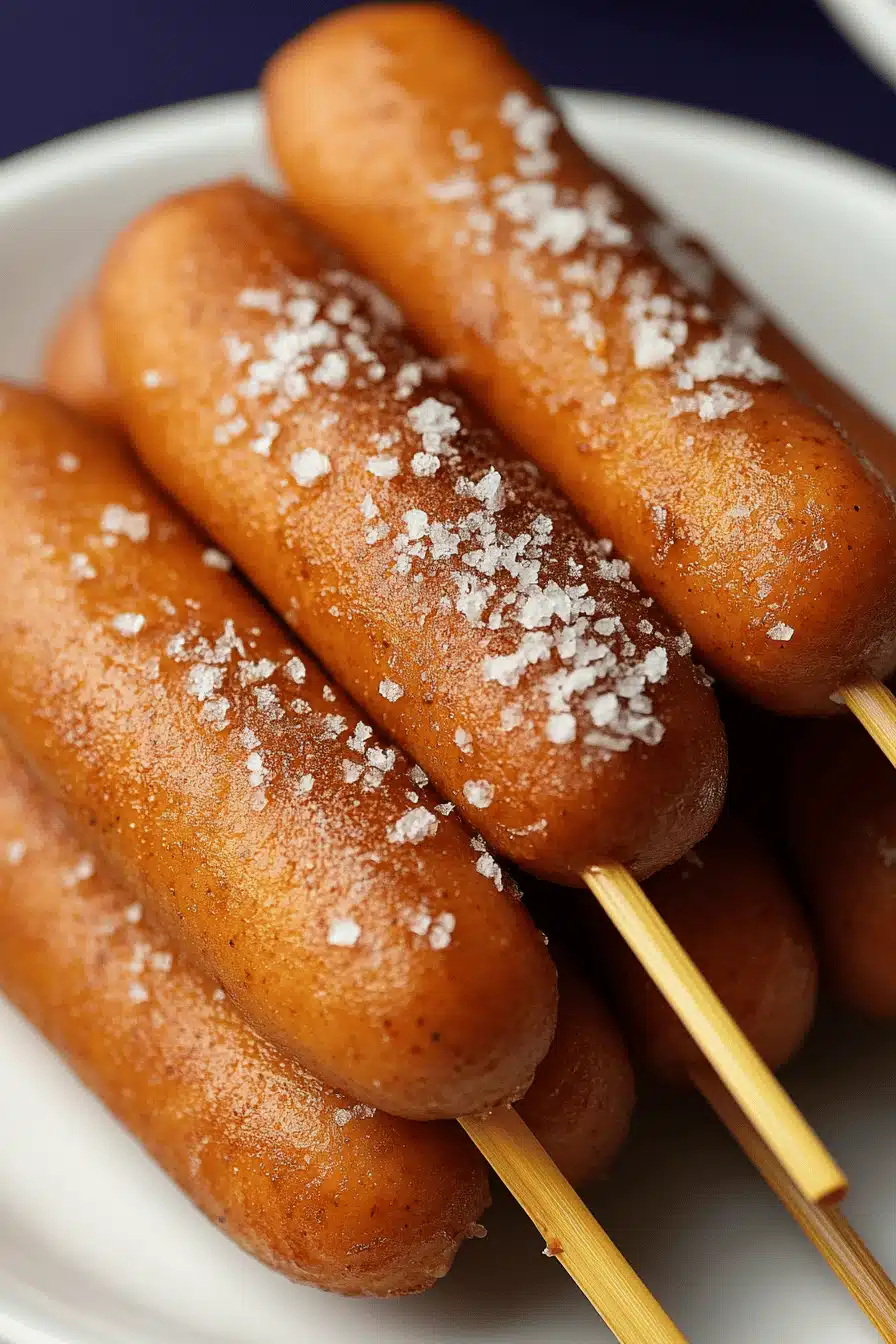 Pancake Sausage on a Stick ingredients organized and measured on kitchen counter