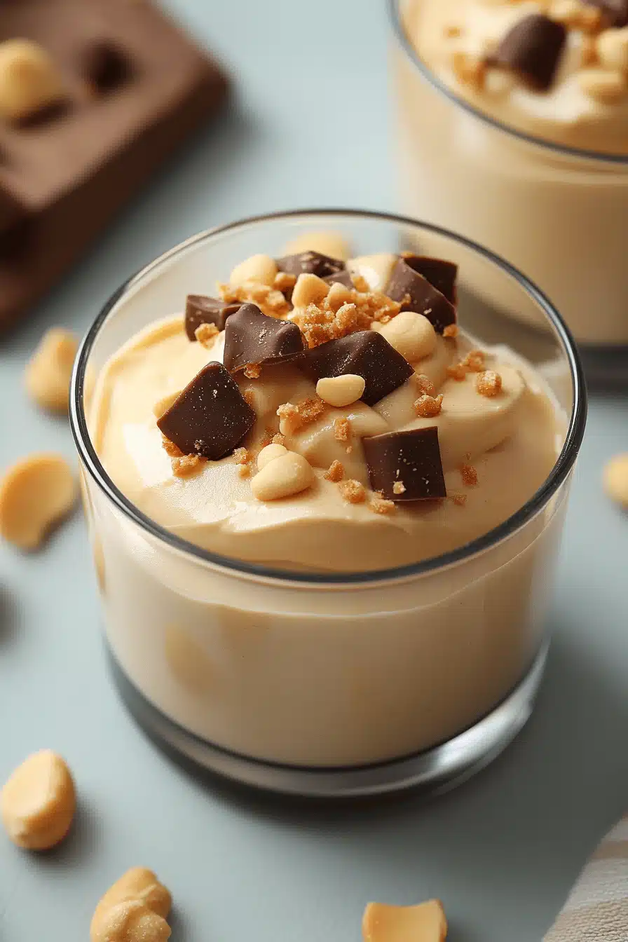 Peanut Butter Mousse Recipe ingredients organized and measured on kitchen counter