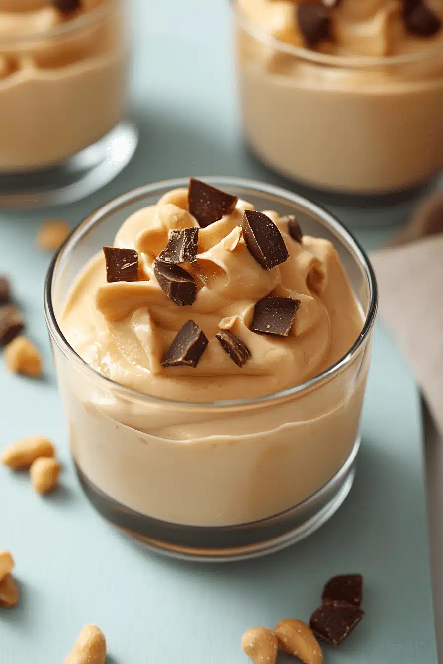 Peanut Butter Mousse Recipe slice on plate showing perfect texture and swirl pattern