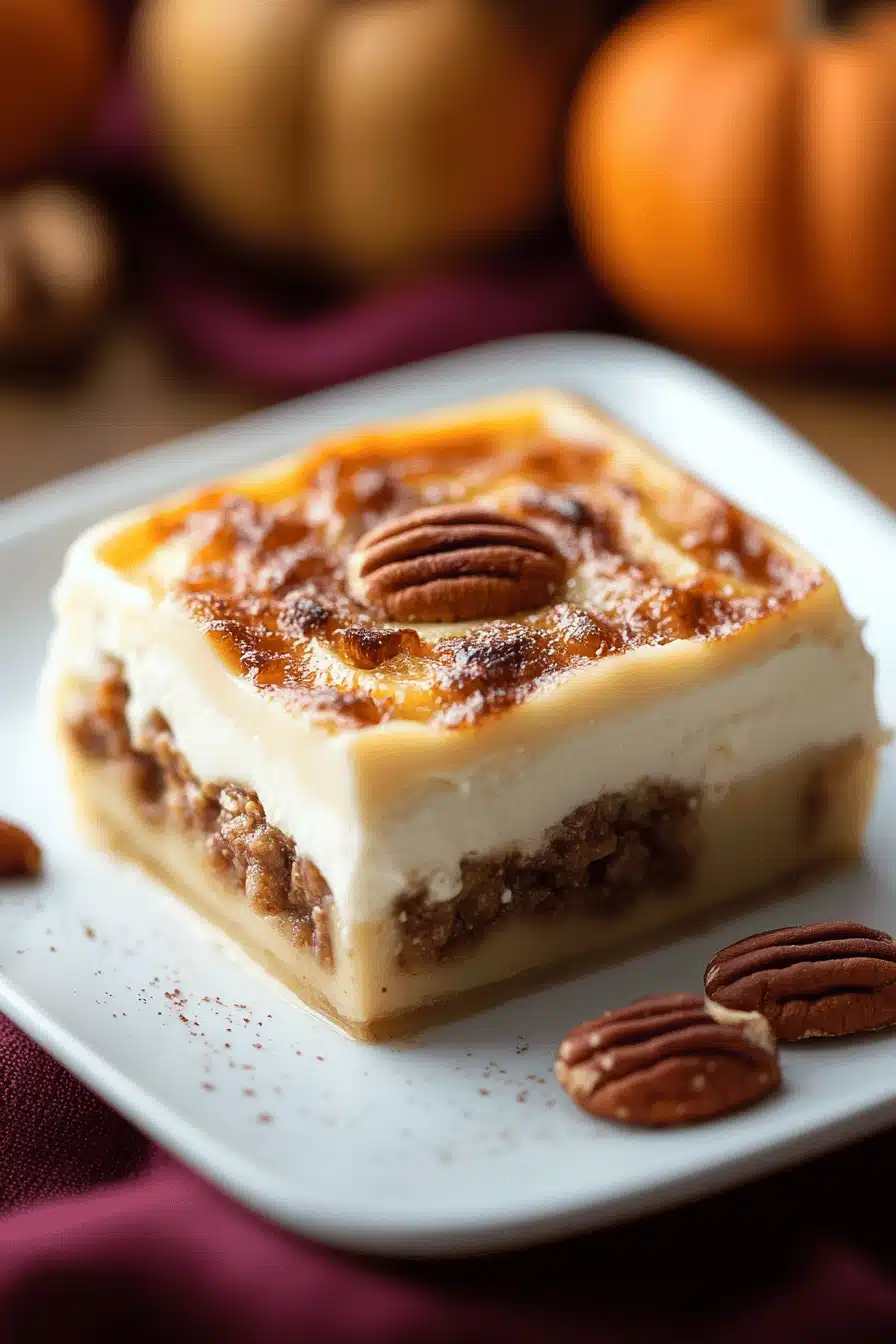 Pecan Pie Lasagna Recipe slice on plate showing perfect texture and swirl pattern