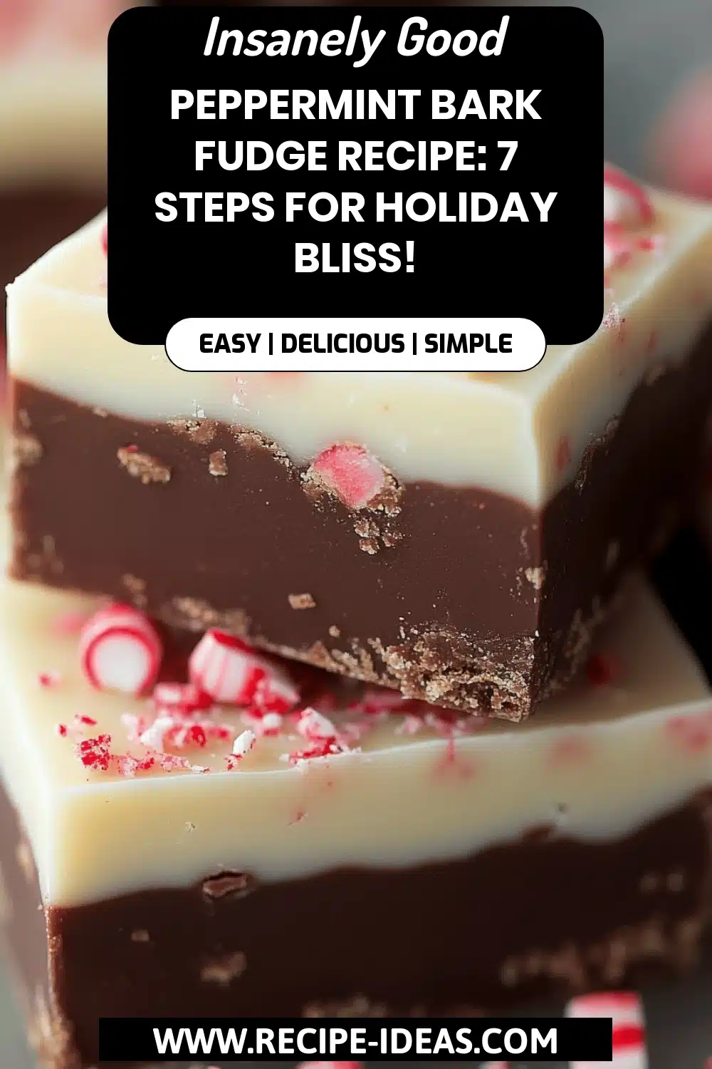 Peppermint Bark Fudge Recipe final dish beautifully presented and ready to serve