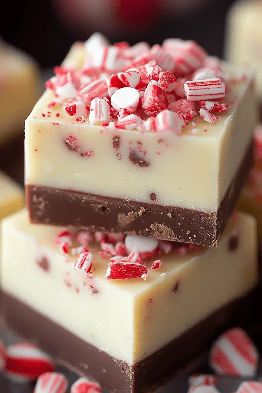 Peppermint Bark Fudge Recipe ingredients organized and measured on kitchen counter