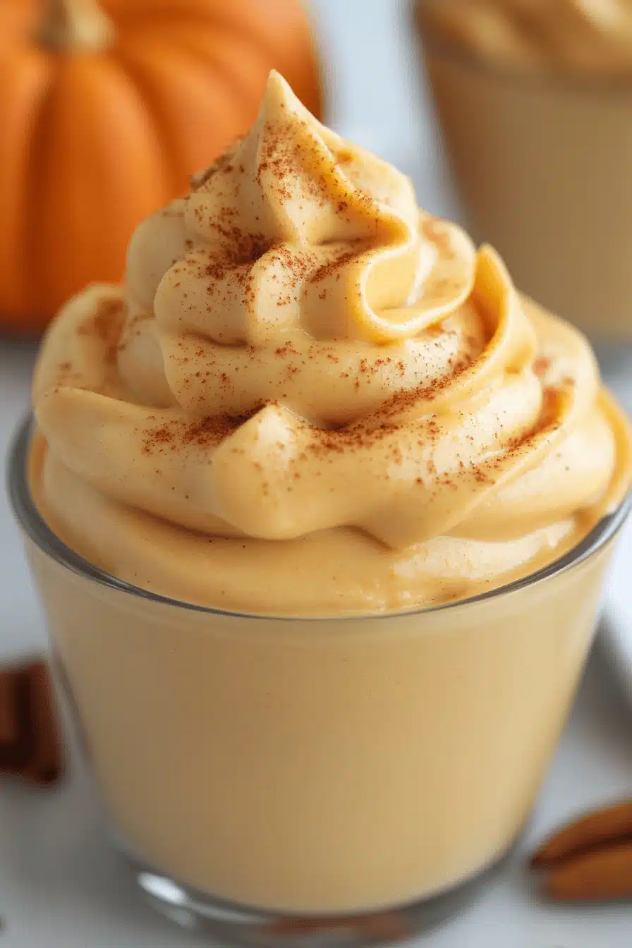 Pumpkin Whipped Cream slice on plate showing perfect texture and swirl pattern
