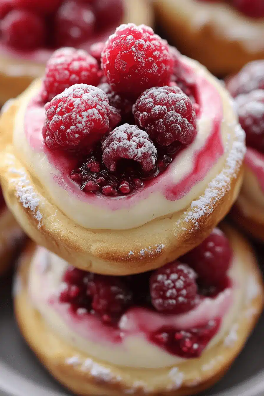 Raspberry Cheesecake Buns ingredients organized and measured on kitchen counter