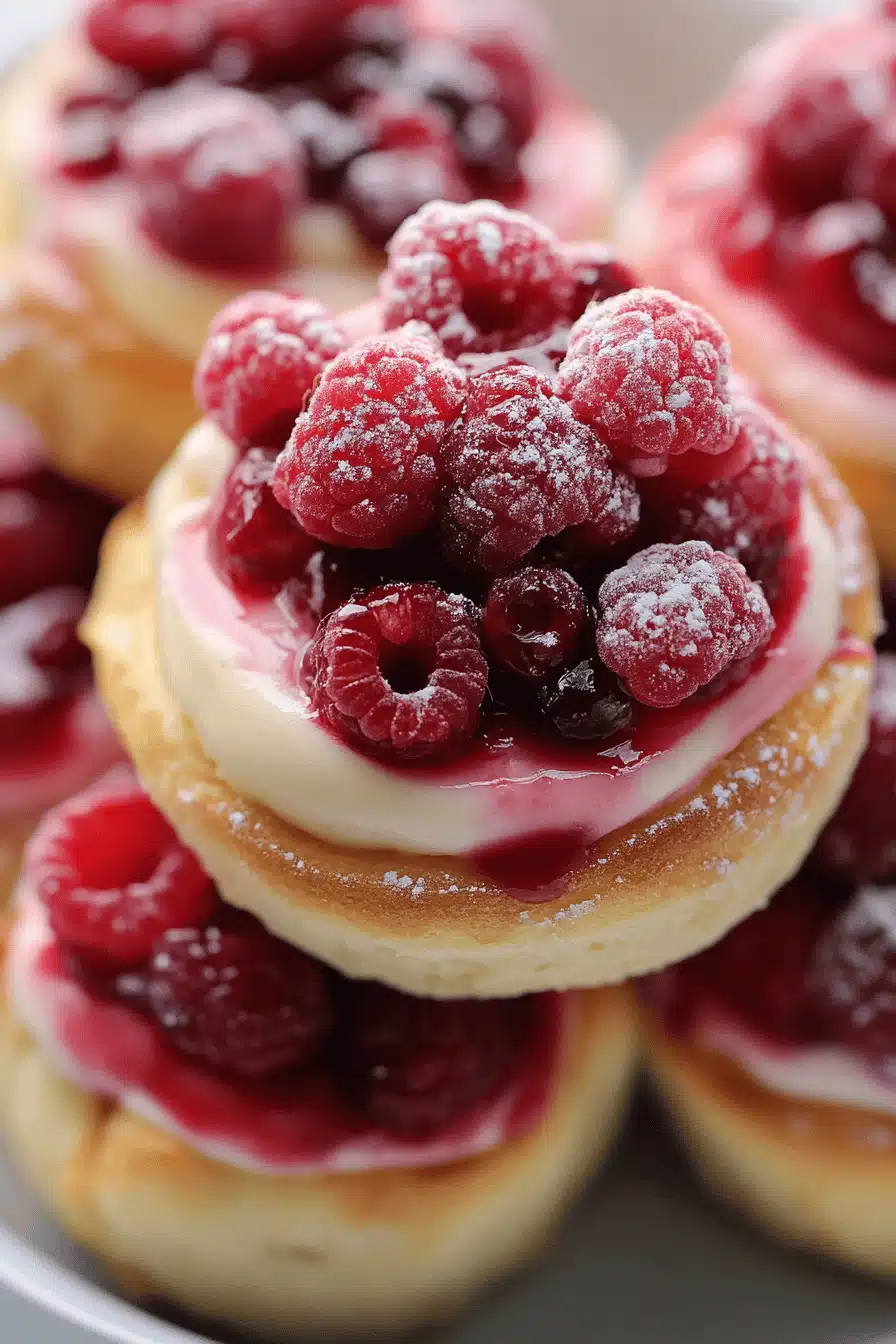 Raspberry Cheesecake Buns slice on plate showing perfect texture and swirl pattern