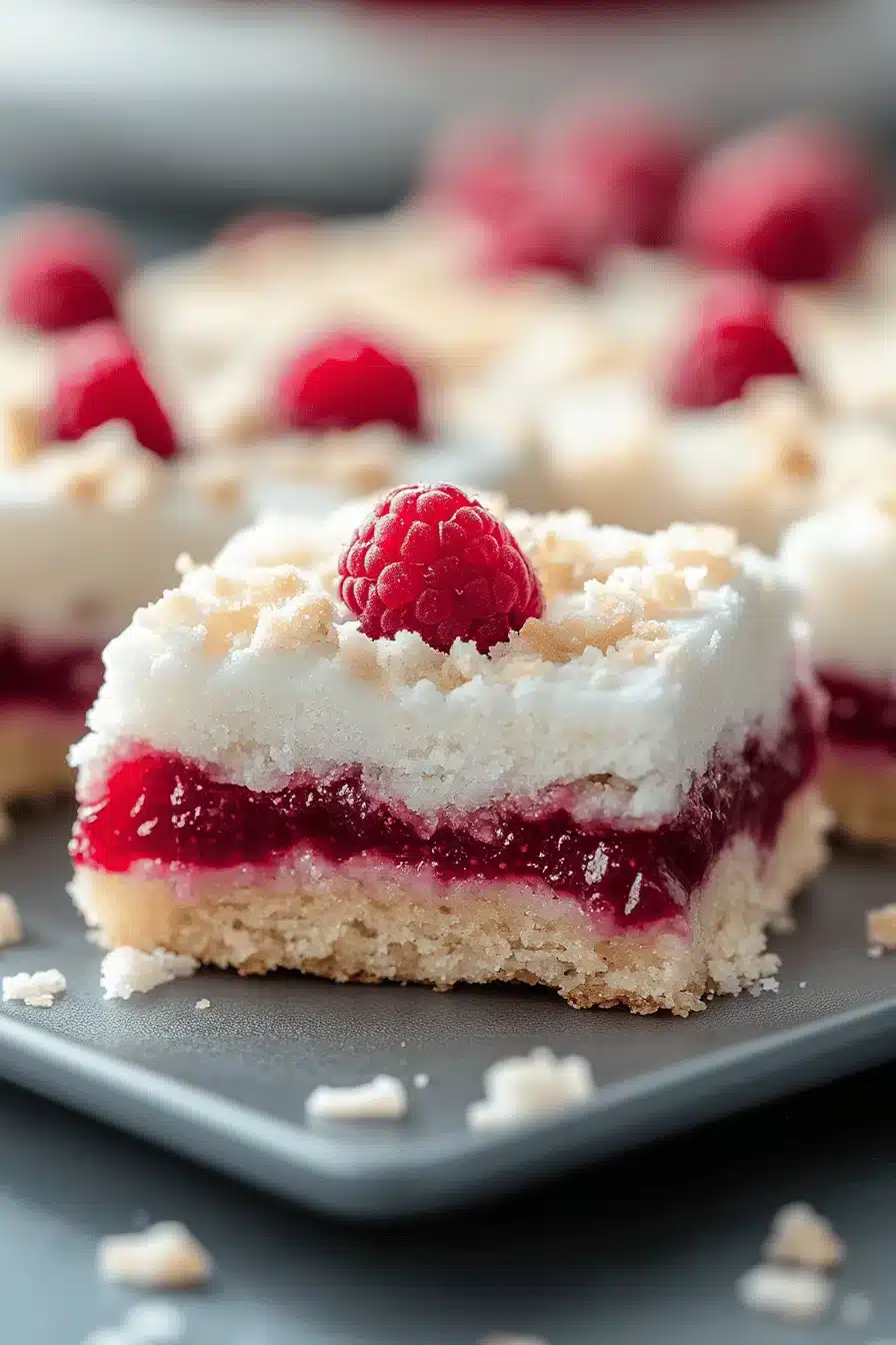 Raspberry Jam Coconut Slice