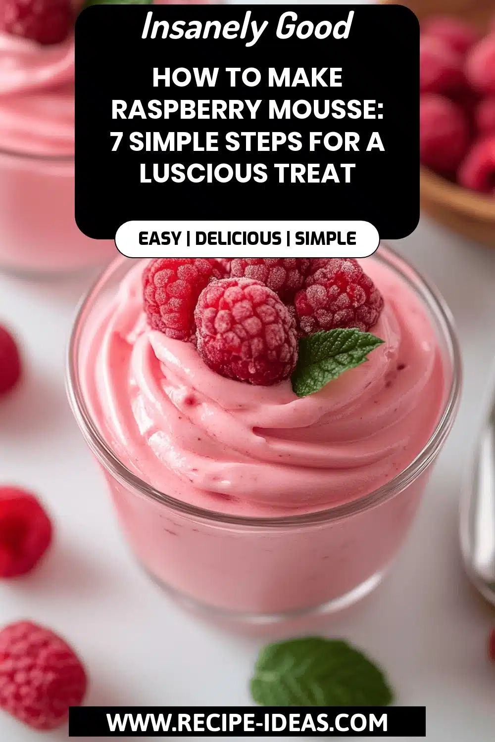 Raspberry Mousse Recipe final dish beautifully presented and ready to serve