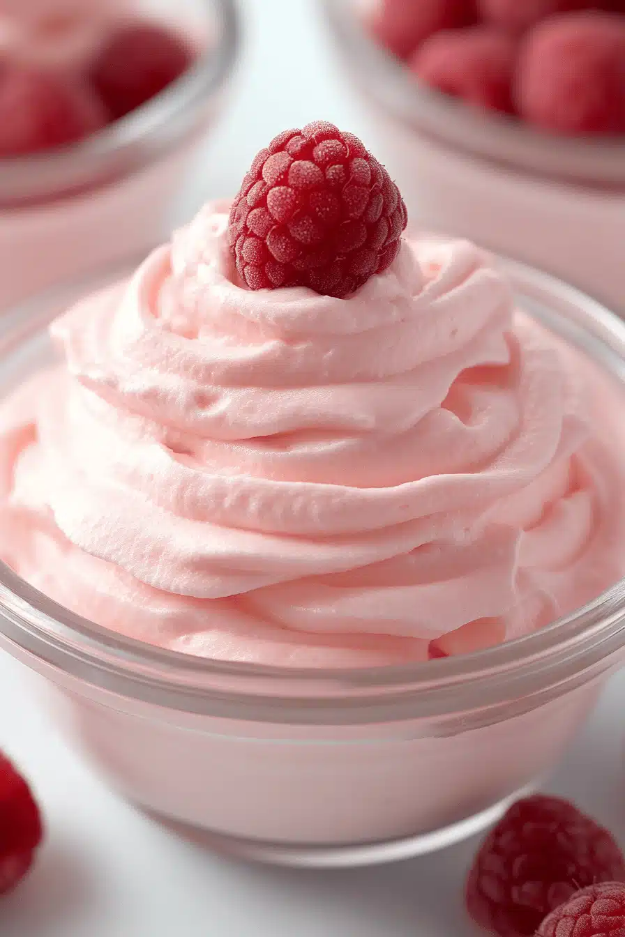 Raspberry Whipped Cream ingredients organized and measured on kitchen counter
