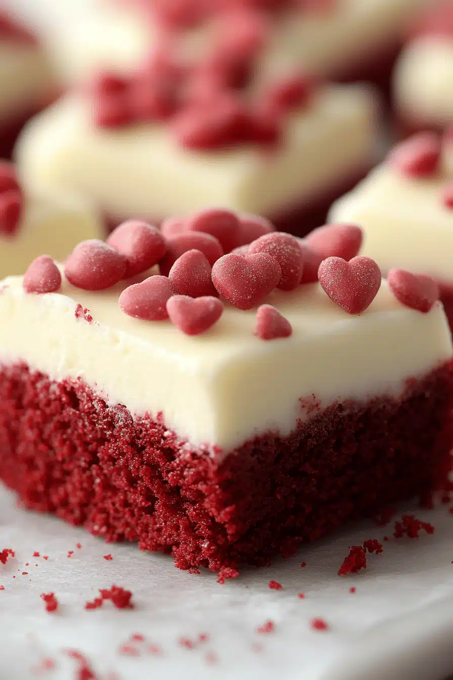 Red Velvet Sheet Cake Recipe ingredients organized and measured on kitchen counter