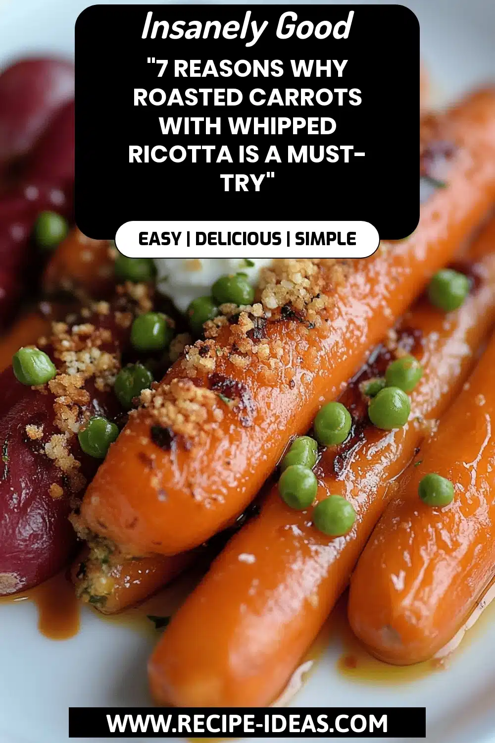 Roasted Carrots with Whipped Ricotta final dish beautifully presented and ready to serve