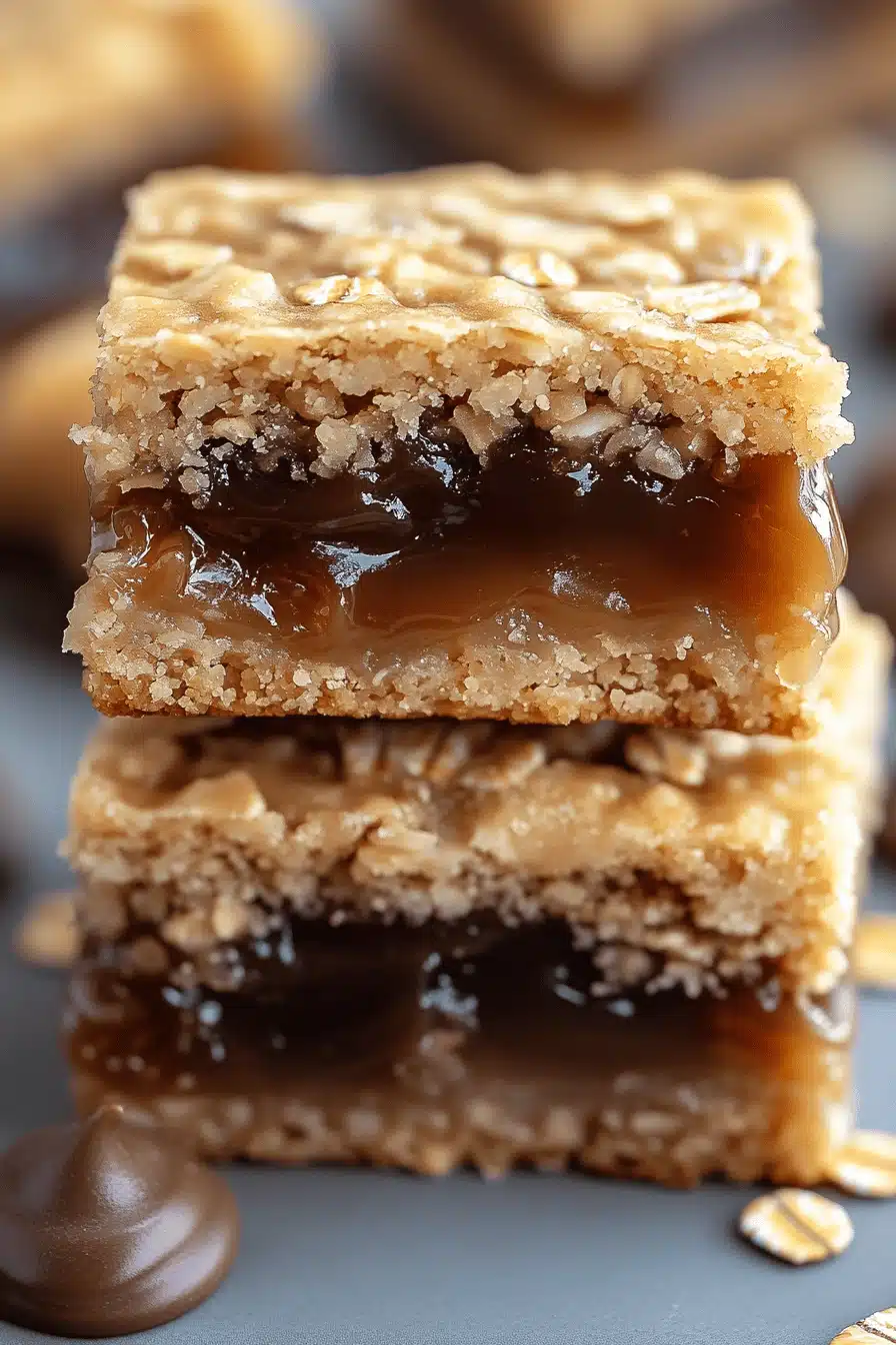 Salted Caramel Oatmeal Carmelitas ingredients organized and measured on kitchen counter