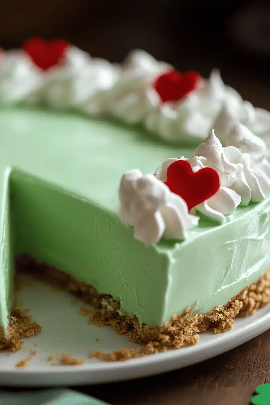 Shamrock Shake Pie slice on plate showing perfect texture and swirl pattern