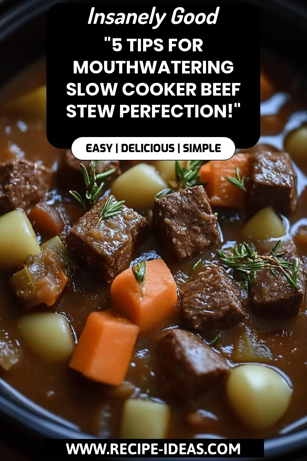 Slow Cooker Beef Stew final dish beautifully presented and ready to serve