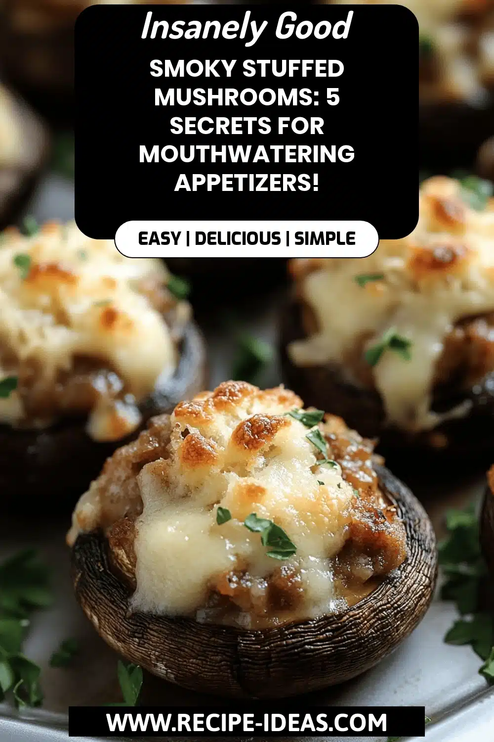 Smoky Stuffed Mushrooms final dish beautifully presented and ready to serve