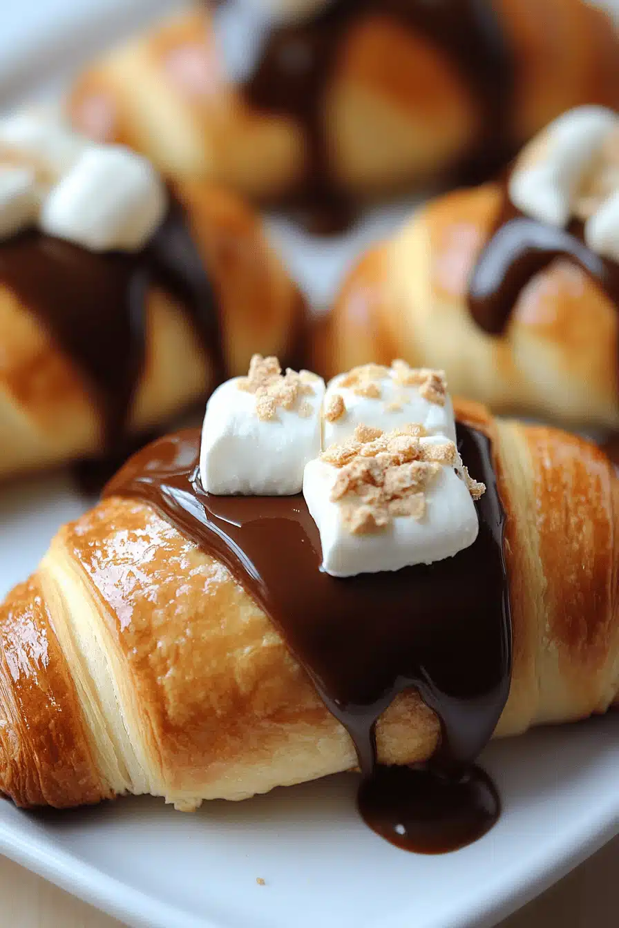 S'mores Crescent Rolls slice on plate showing perfect texture and swirl pattern