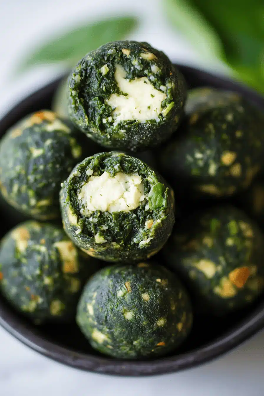 Spinach Balls Recipe ingredients organized and measured on kitchen counter