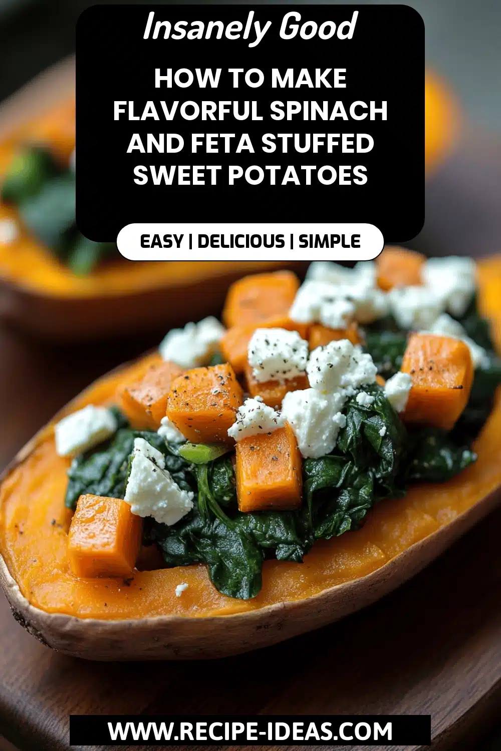 Spinach and Feta Stuffed Sweet Potatoes final dish beautifully presented and ready to serve