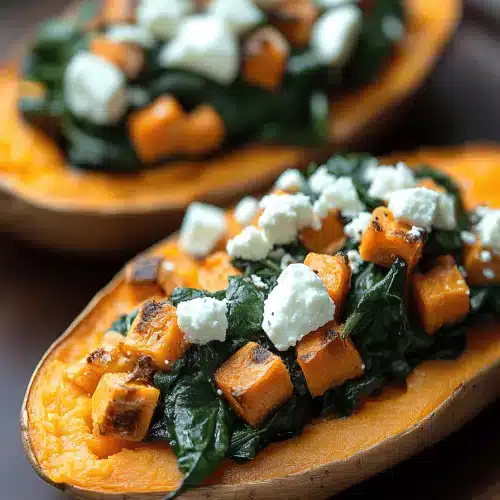 Spinach and Feta Stuffed Sweet Potatoes