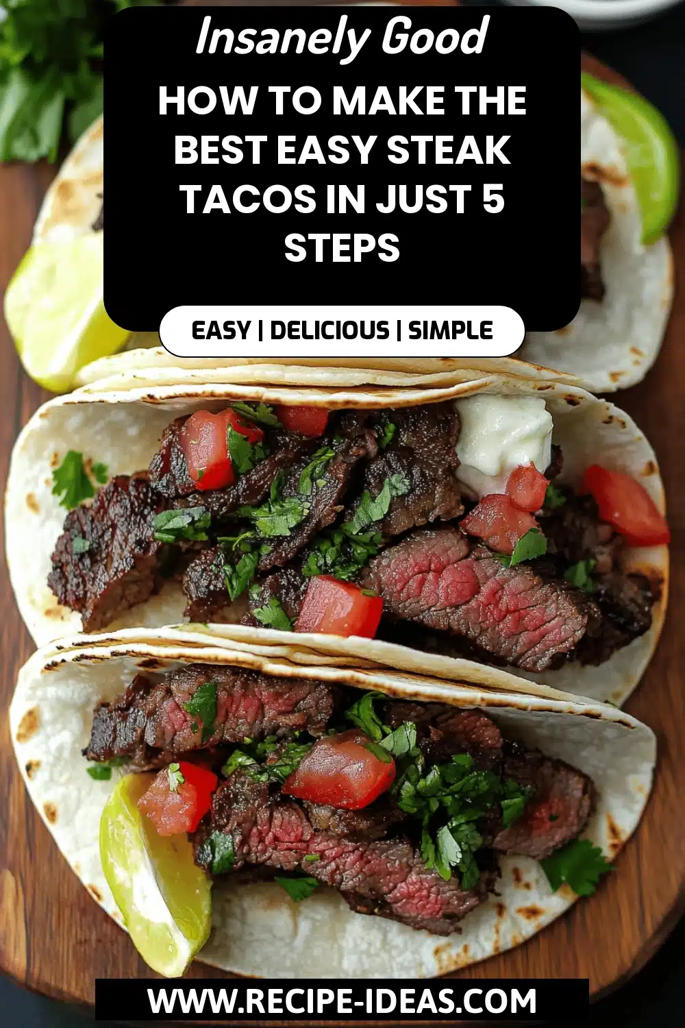 Steak Tacos Recipe final dish beautifully presented and ready to serve