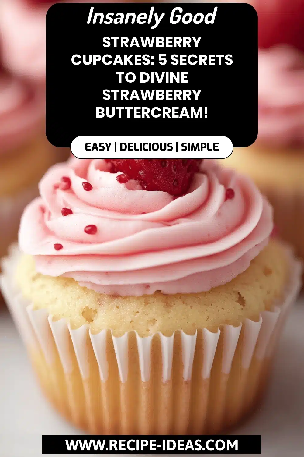 Strawberry Cupcakes final dish beautifully presented and ready to serve