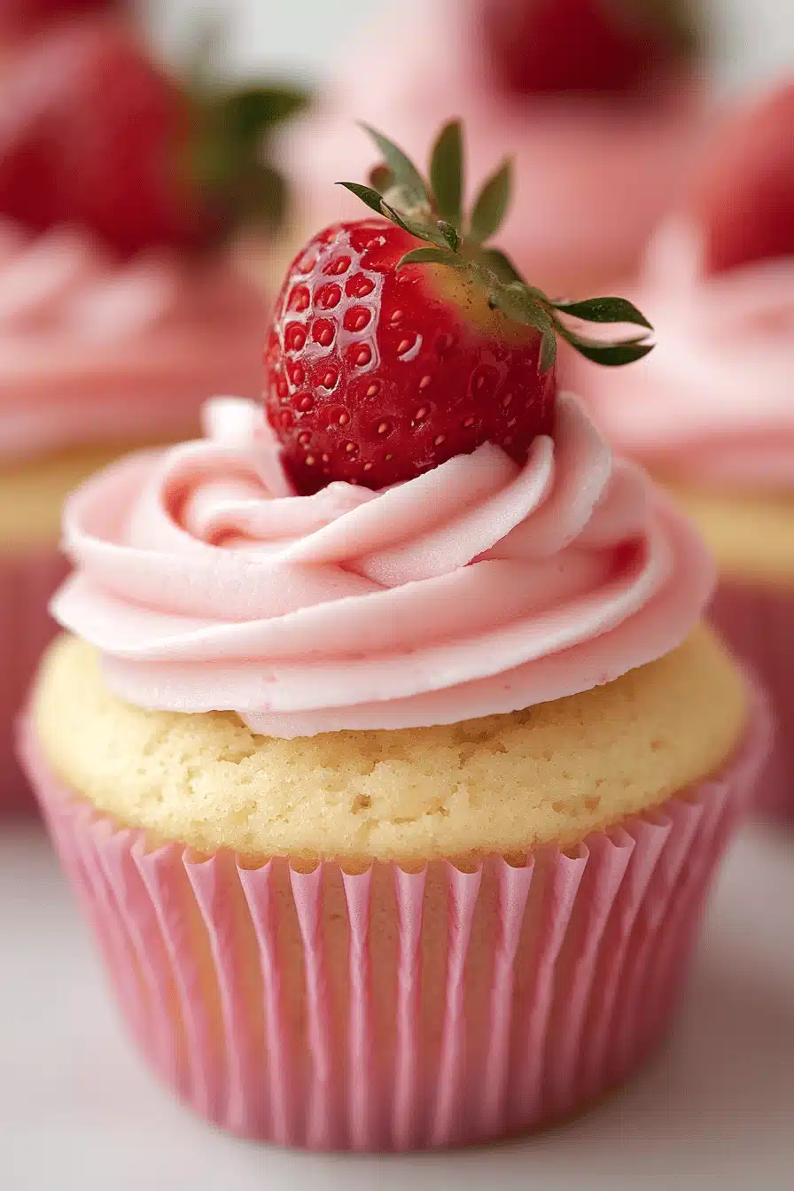 Strawberry Cupcakes ingredients organized and measured on kitchen counter