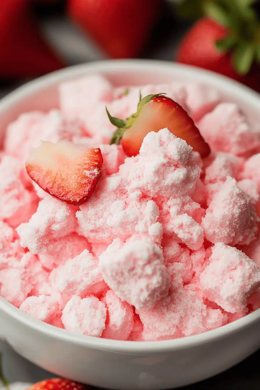 Strawberry Marshmallow Fluff Salad ingredients organized and measured on kitchen counter