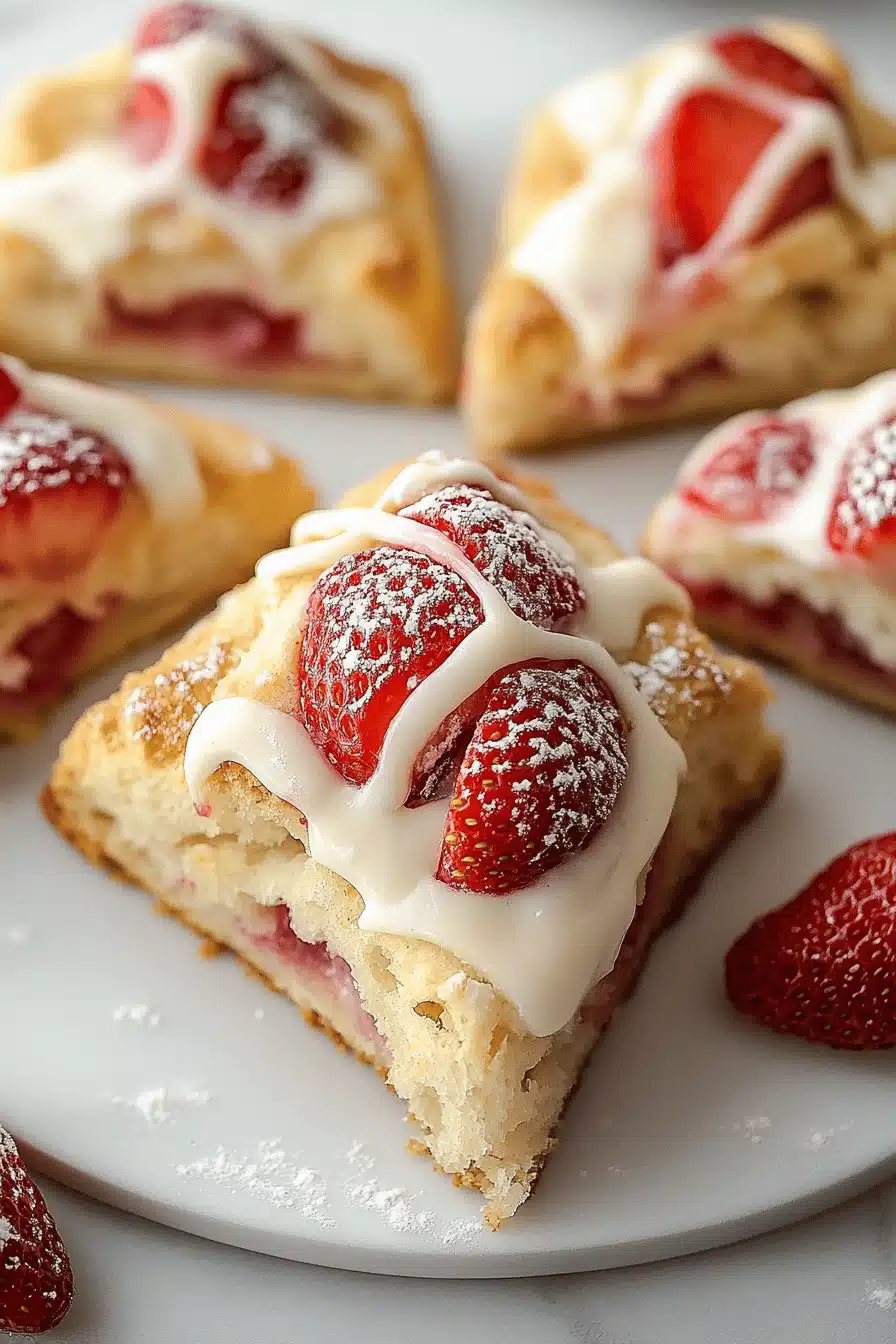 Strawberry Scones Recipe ingredients organized and measured on kitchen counter