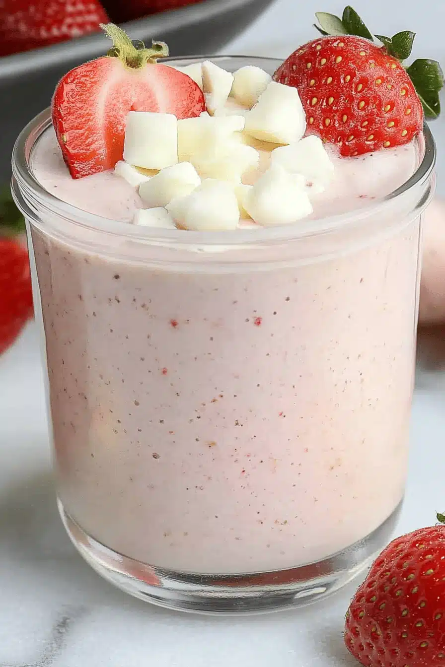 Strawberry White Chocolate Smoothie Final Dish Presentation