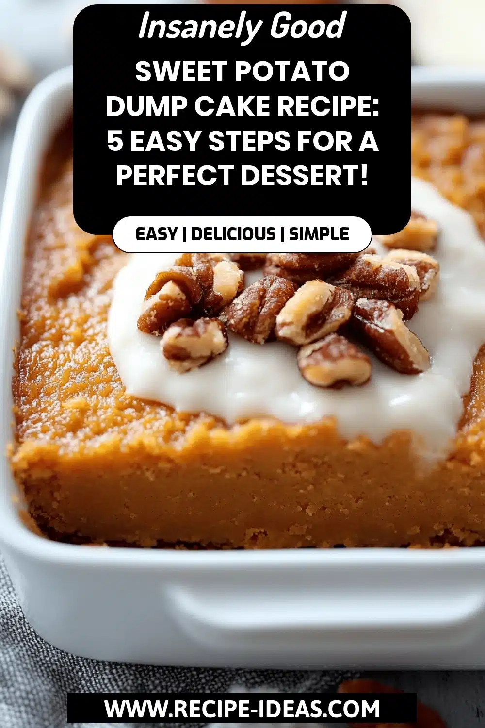 Sweet Potato Dump Cake final dish beautifully presented and ready to serve