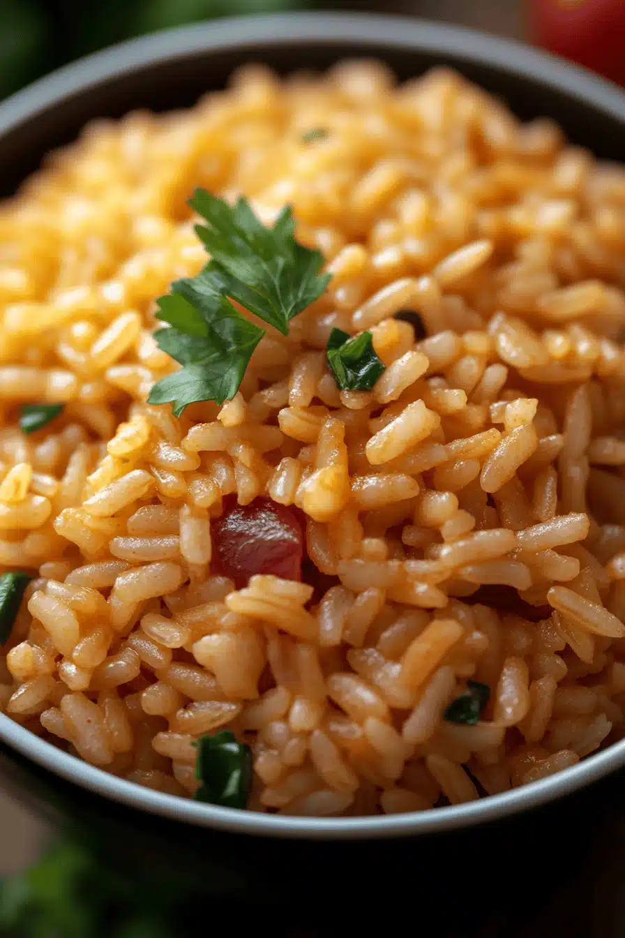 Texas Roadhouse Seasoned Rice Recipe slice on plate showing perfect texture and swirl pattern