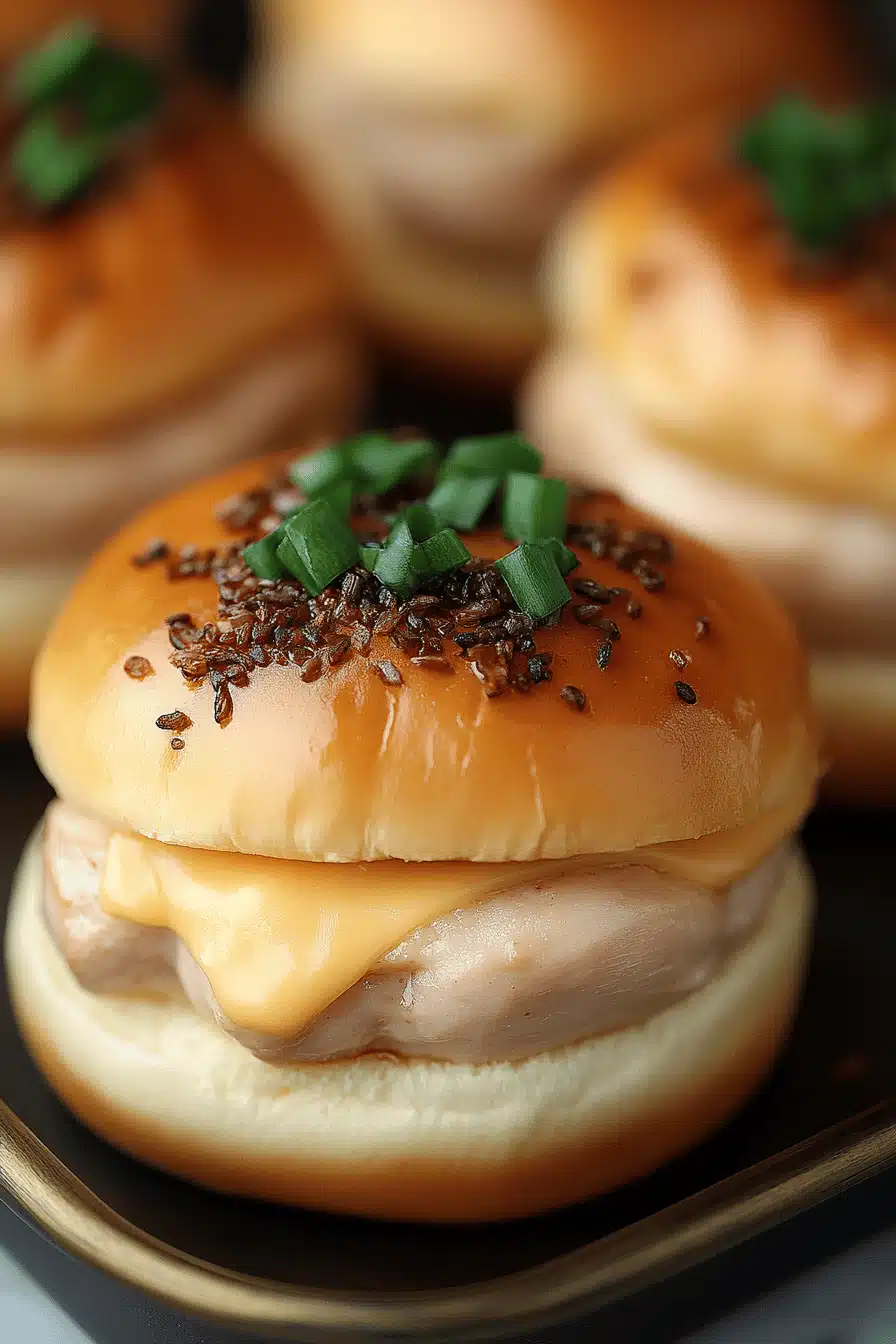 Turkey Cheese Sliders slice on plate showing perfect texture and swirl pattern