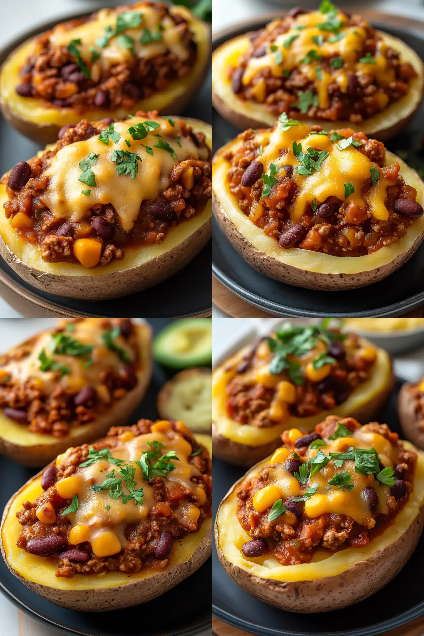 Turkey Chili Baked Potato ingredients organized and measured on kitchen counter