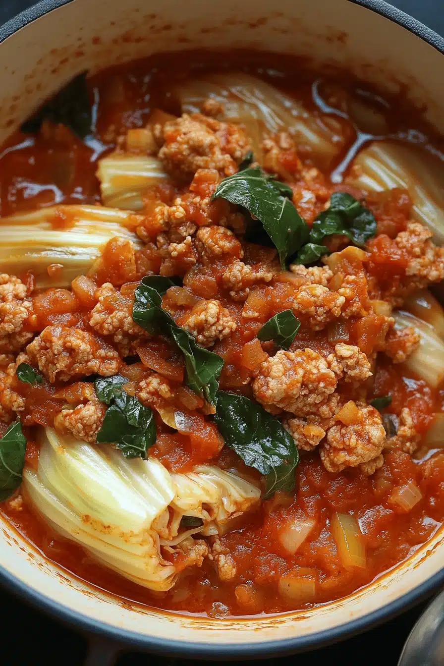 Unstuffed Cabbage Rolls ingredients organized and measured on kitchen counter