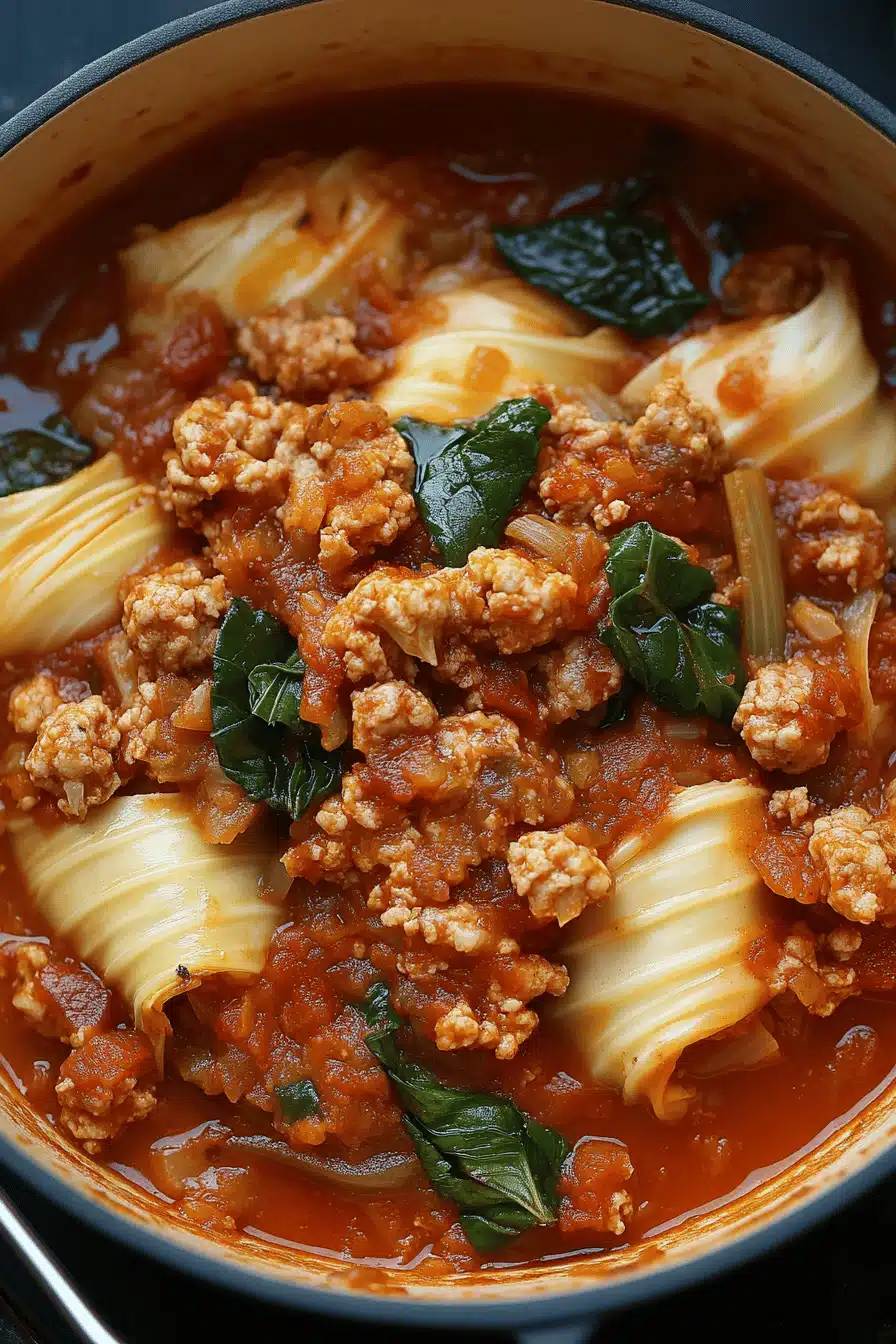 Unstuffed Cabbage Rolls slice on plate showing perfect texture and swirl pattern