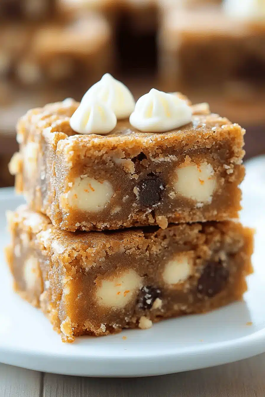carrot cake bars slice on plate showing perfect texture and swirl pattern