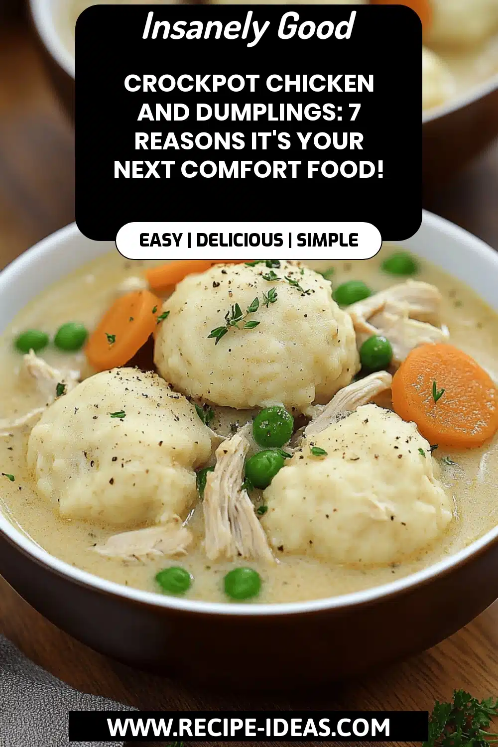 crockpot chicken and dumplings final dish beautifully presented and ready to serve