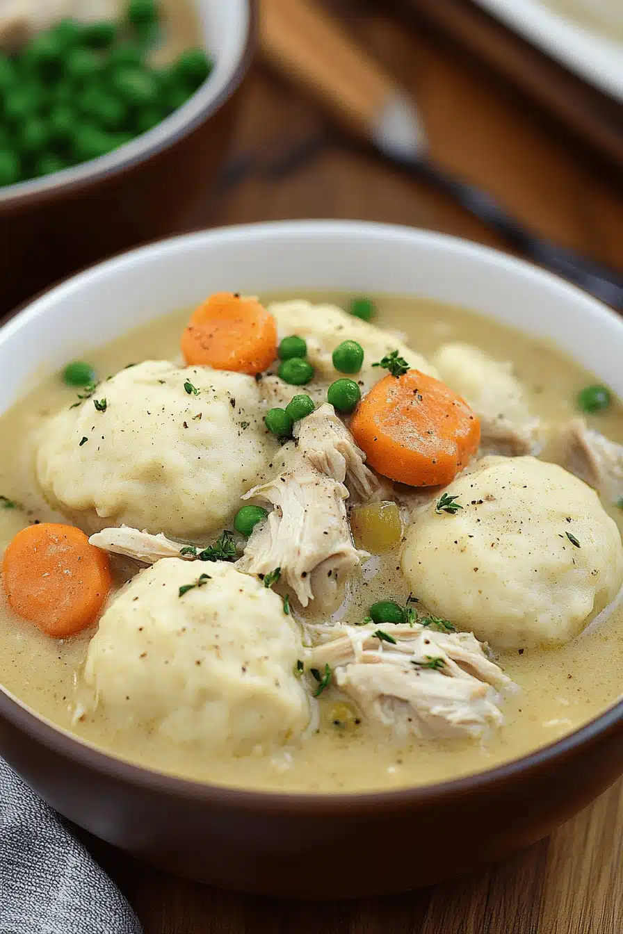 crockpot chicken and dumplings ingredients organized and measured on kitchen counter