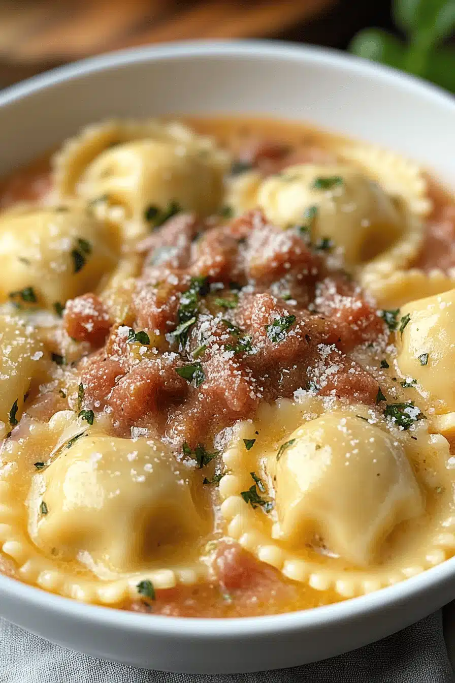 easy ravioli sauce ingredients organized and measured on kitchen counter
