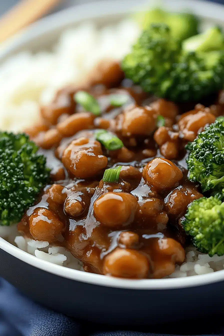 ground beef and broccoli recipes ingredients organized and measured on kitchen counter