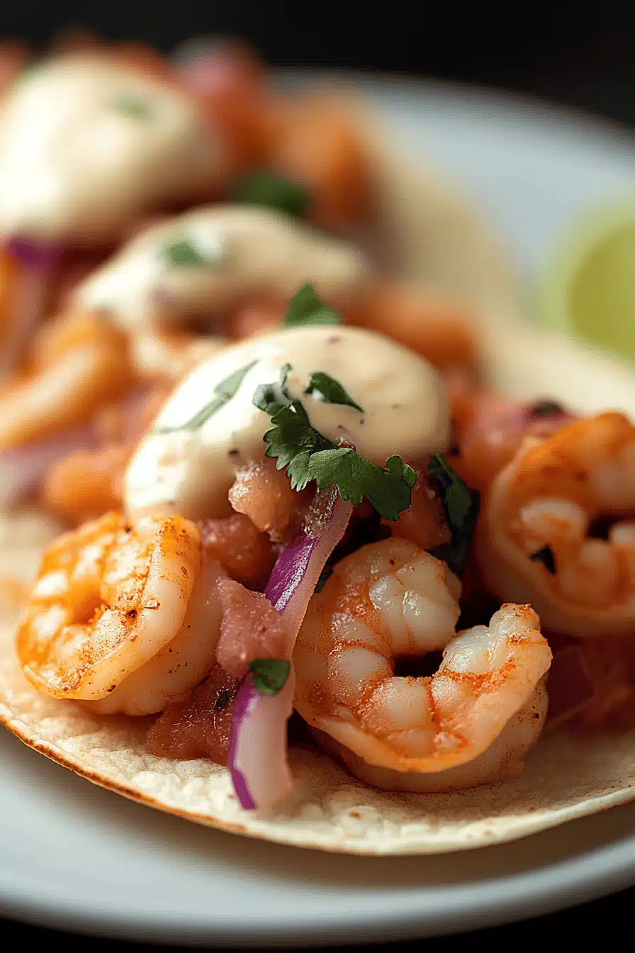 shrimp tacos recipe ingredients organized and measured on kitchen counter