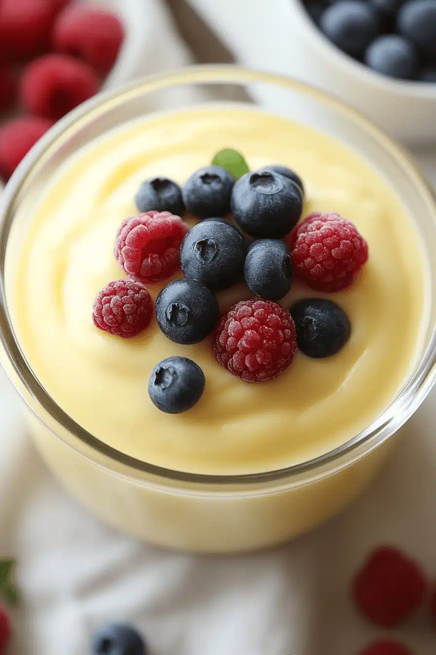 vanilla custard recipe ingredients organized and measured on kitchen counter