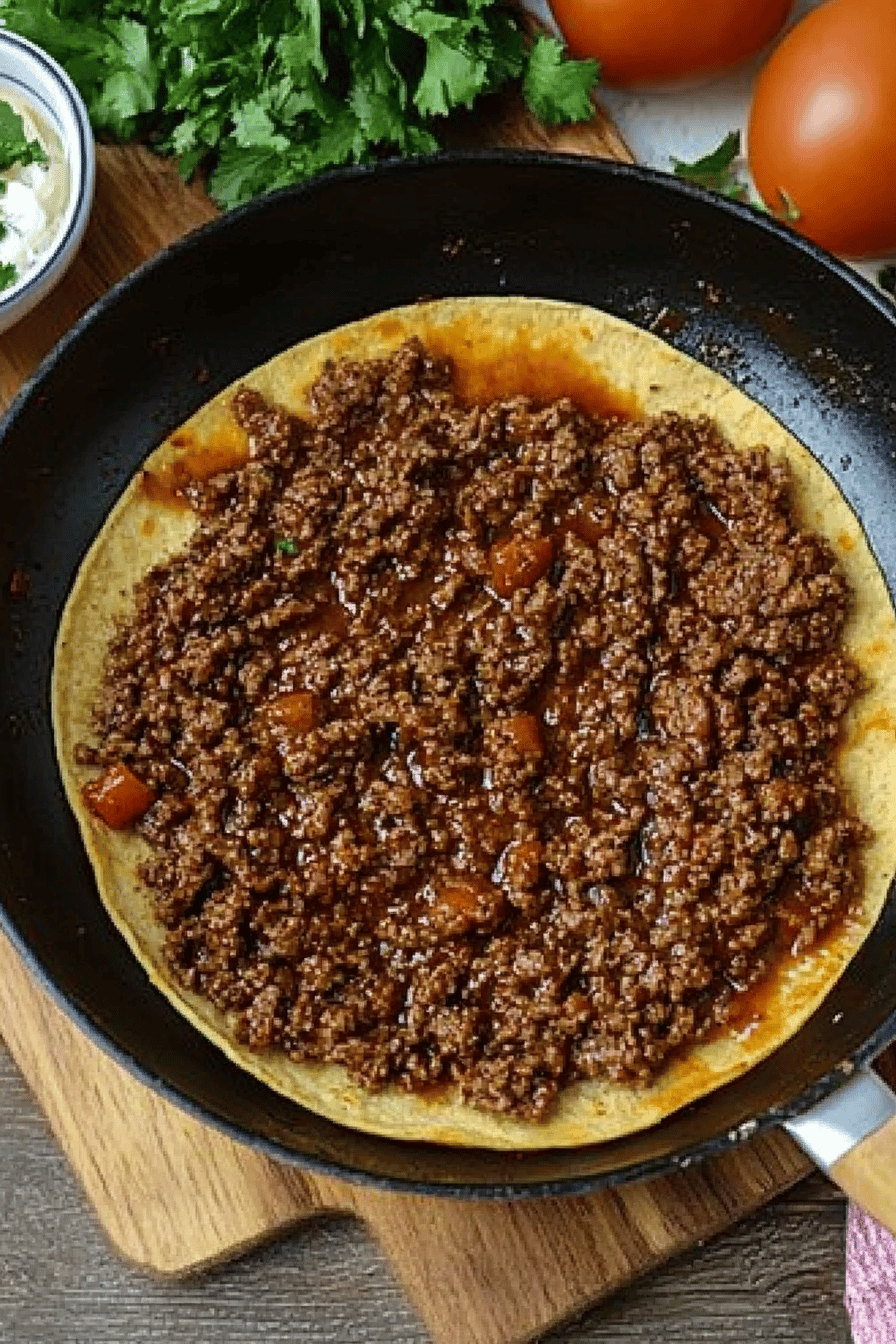 3-Ingredient Taco Meat ingredients organized and measured on kitchen counter