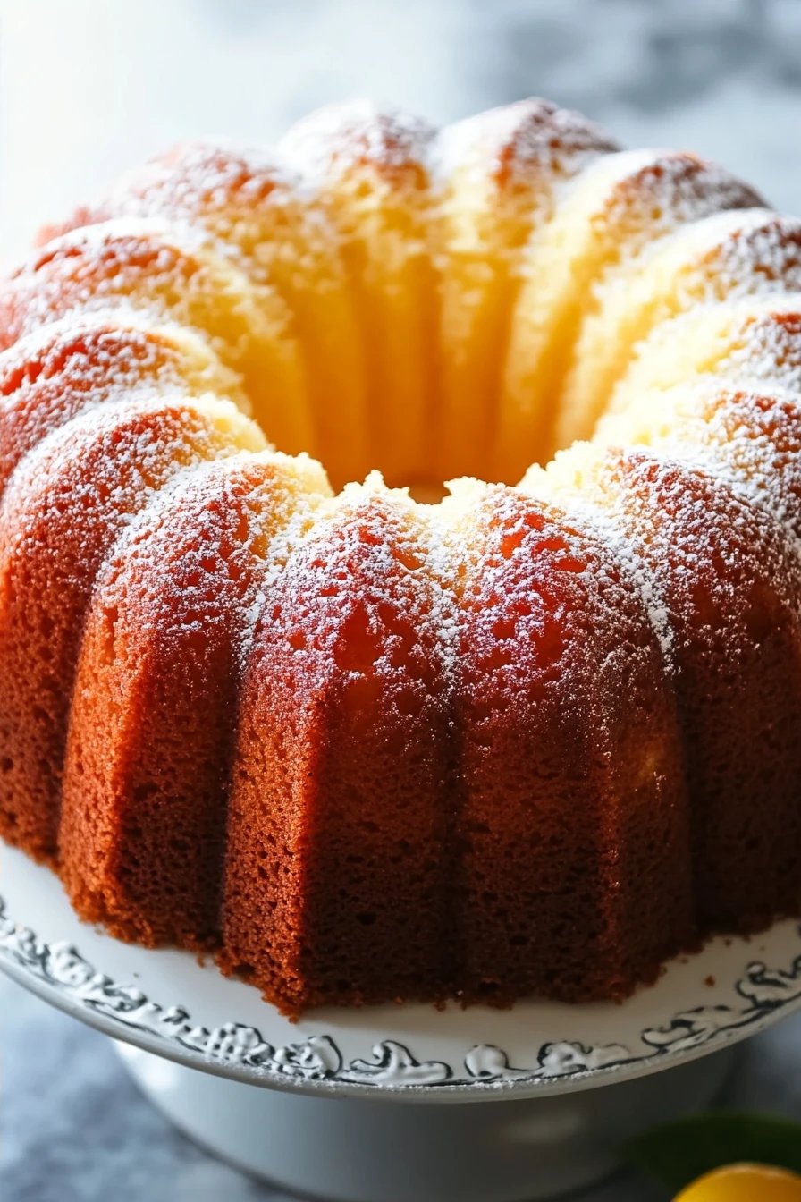 7-Up Pound Cake slice on plate showing perfect texture and swirl pattern