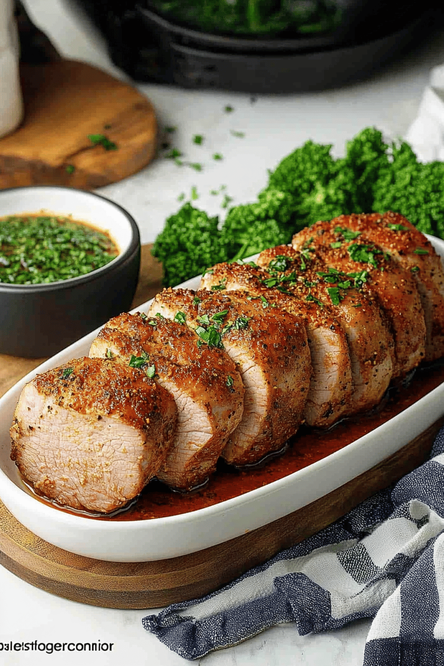 Air Fryer Pork Tenderloin final dish beautifully presented and ready to serve