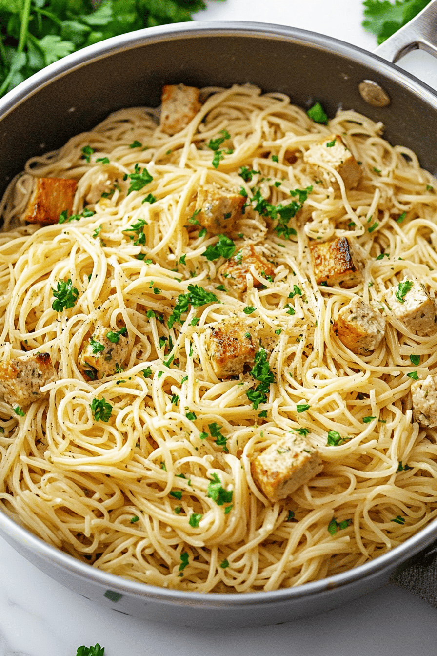 Angel Hair Pasta Recipe ingredients organized and measured on kitchen counter